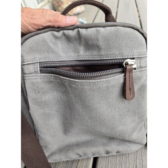 Mygreen Canvas Crossbody Shoulder Bag Messenger Work Small Gray 3 Compartments - Picture 8 of 10